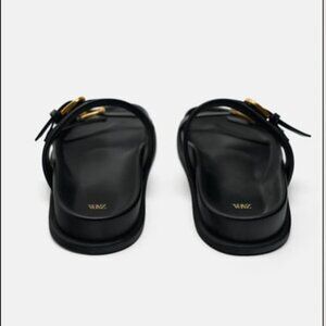 NWT Zara Sandal - Black with Gold Buckle